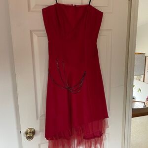 Vintage Nicole Miller Red Taffeta Dress